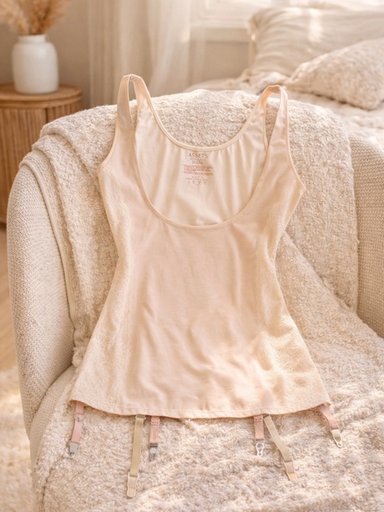 Assets By Spanx Tops - SPANX Assets Red Hot Label Shaping Camisole w/ Garter Straps Nude Lace Size L